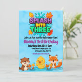 Splash Into Three Fall Water Fun birthday Kaart (Staand voorkant)