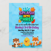Splash Into Three Fall Water Fun birthday Kaart (Voorkant / Achterkant)