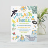 Splash Into Three Pool Party Summer 3rd Birthday Kaart (Staand voorkant)