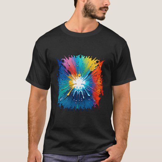 Splash kunst van kleurrijke verf. T-shirt ontwerp. (Voorkant)
