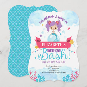 Splash Mermaid Birthday Bash uitnodiging