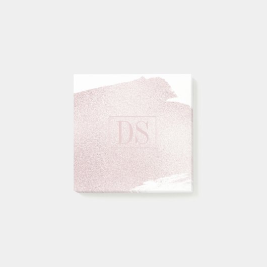 Splash of Blush | Monogram moderne roze Waterverf Post-it® Notes (Voorkant)