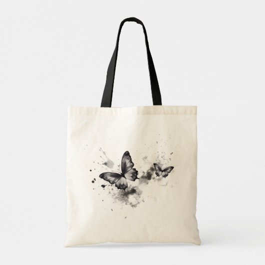 Splash of Butterflies in zwart-witte Canvas tas (Achterkant)