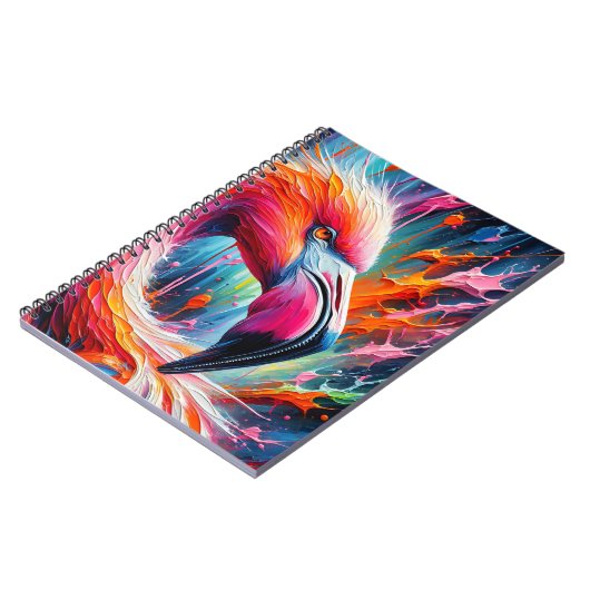 Splash of Pink – Expressive Flamingo Paint Art Notitieboek (Linkerzijde)