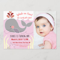 Splash over walvis 1st Birthday Invitation