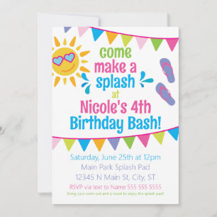 Splash Pad Birthday Party nodigt uit Kaart