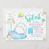 Splash Pad Party Invitation Water Park Birthday Kaart (Voorkant)