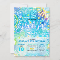 Splash Pad Waterpark Birthday Party Tie Dye Glow