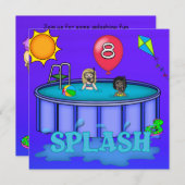 "Splash" Pool Party 8e verjaardag Kaart (Voorkant / Achterkant)