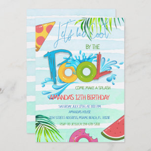 Splash Pool Party Birthday Invitation Kaart