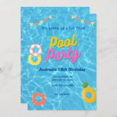 Splash Pool Party Invitation Kaart (Voorkant / Achterkant)