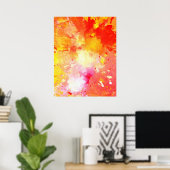 'Splash' Roze en Oranje Abstract Poster afdrukken (Thuiskantoor)