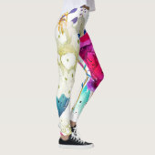 Splash van Kleur Waterverf Bloemen Custom Leggings (Rechts)