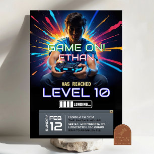 Splash Video Gaming Level Up Birthday Boy Kaart
