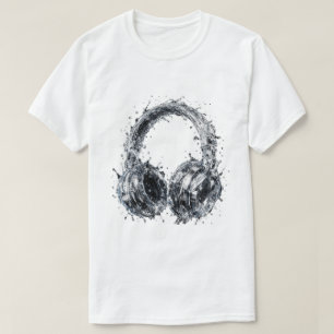 Splash Water Hoofdtelefoons Fluid Audio Muziek Kun T-shirt