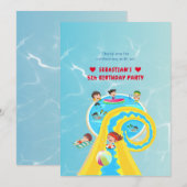 Splash Water Park Zomer Waterslide Verjaardagsfees Bedankkaart (Voorkant / Achterkant)