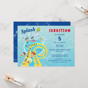 Splash Water Park Zomer Waterslide Verjaardagsfees Kaart