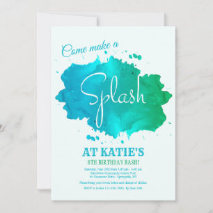 Splash Waterverf uitnodiging
