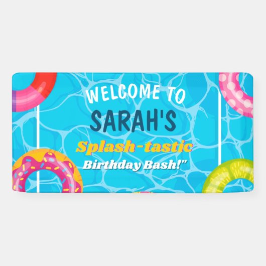 Splash Zwembad Party Zomer Zwemwater Verjaardag Spandoek (Horizontaal)