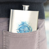 Splashed Compass - blauwe artistieke waterkleur Flacon (Voorbeeld)