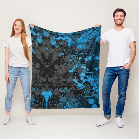 Splashes, lijnen en levendige chaos fleece deken (In situ)