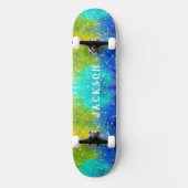 Splashes van Blue Yellow Turquoise Green - sterren Skateboard (Voorkant)