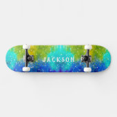 Splashes van Blue Yellow Turquoise Green - sterren Skateboard (Horizontaal)