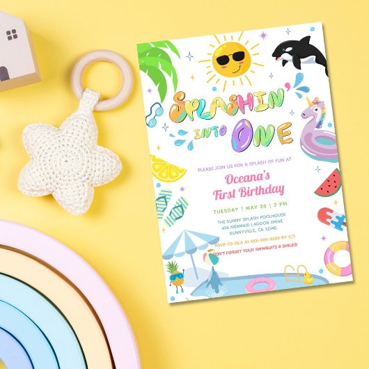 Splashin' in een eerste verjaardagsfeestje kaart