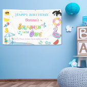 Splashin' in een eerste verjaardagsfeestje spandoek