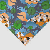 Splashing Asian Carp Koi Fish Pond Lilies Tissuepapier (Detail)