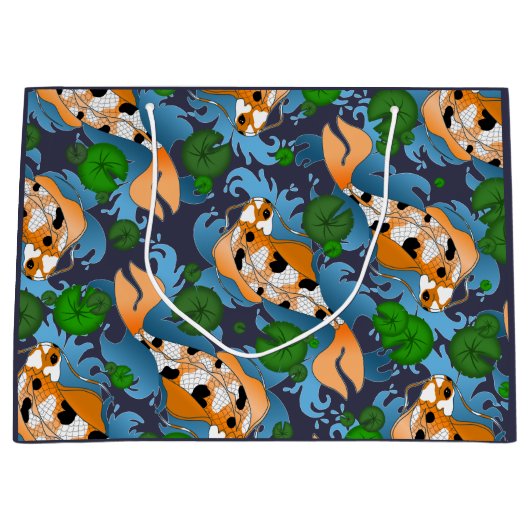 Splashing Asian Koi Fish Pond Lily Large Cadeauzakje (Voorkant)