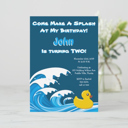 Splashing Duck 2e verjaardag Kaart (Staand voorkant)