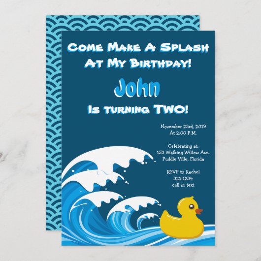 Splashing Duck 2e verjaardag Kaart (Voorkant / Achterkant)