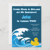 Splashing Duck Uitnodiging voor 2e verjaardagsfees (Voorkant)