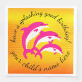 Splashing Good Birthday Dansende Roze Dolphins Servetten (Voorkant)