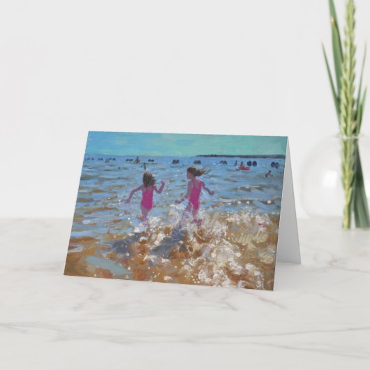 Splashing in het zee Clacton. 2014 Feestdagen Kaart (Voorkant)