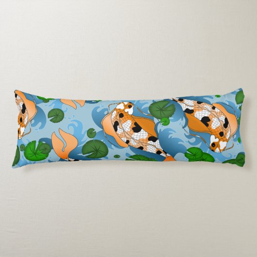 Splashing Koi Fish and Pond Lily Custom Lichaamskussen (Voorkant)