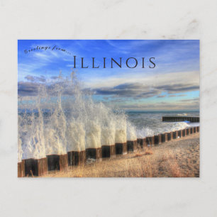 Splashing Waves bij Illinois Beach State Park Briefkaart