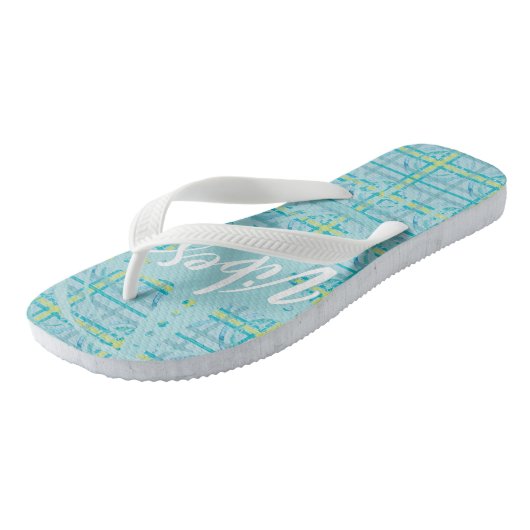 SplashPlaid Lime Vibes Flip Flops (Schuin)
