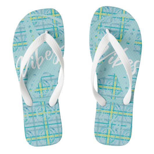 SplashPlaid Lime Vibes Flip Flops (Voetbed)