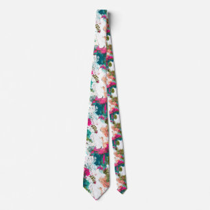 Splashy abstracte kunst roze aqua groen stropdas