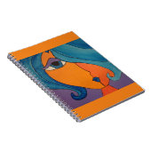 Splashy Bright Oranje Pop Kunstportret notitieboek (Rechterzijde)