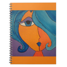 Splashy Bright Oranje Pop Kunstportret notitieboek