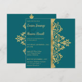 Splashy Gold Elegance Wedding Uitnodiging (Voorkant / Achterkant)