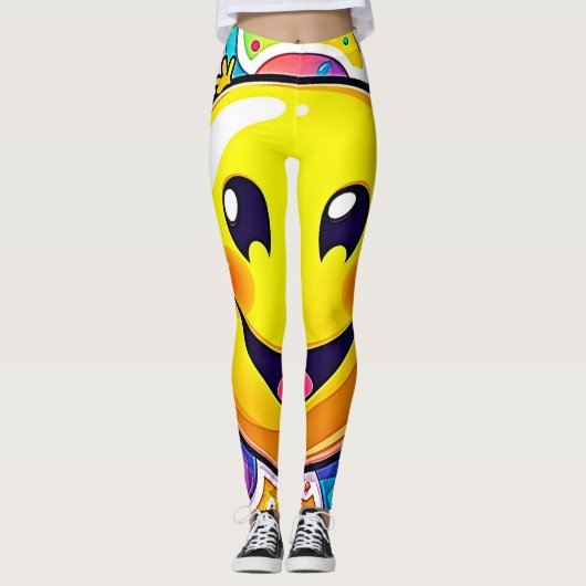 Splashy Happy Emoji Fun Leggings (Voorkant)