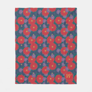 Splashy Herfst Floral Fleece Blanket Deken