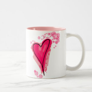 Splashy Pink Heart Tweekleurige Koffiemok
