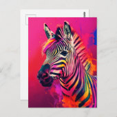 Splashy Rainbow Zebra Briefkaart (Voorkant / Achterkant)