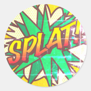 SPLAT Leuke Retro Stripboek Pop Art Ronde Sticker