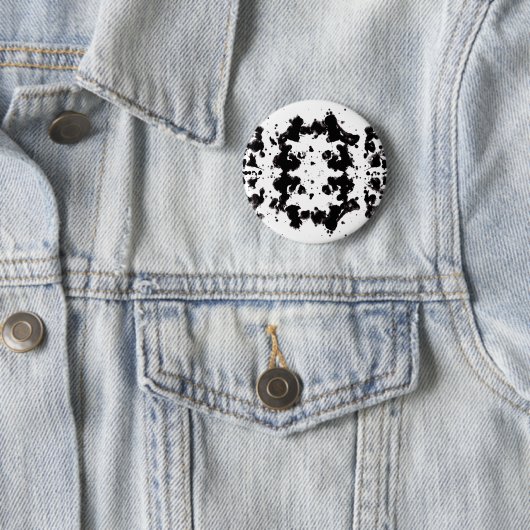 Splatter Black and White Round Button (In situ)